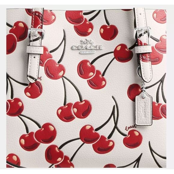 NWT COACH CY695 Mollie Tote Bag 25 With Cherry Print Leather - Picture 10 of 12